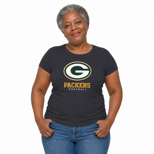 Green Bay Packers  Women's NFL Big Logo Cotton T-Shirt - Charcoal