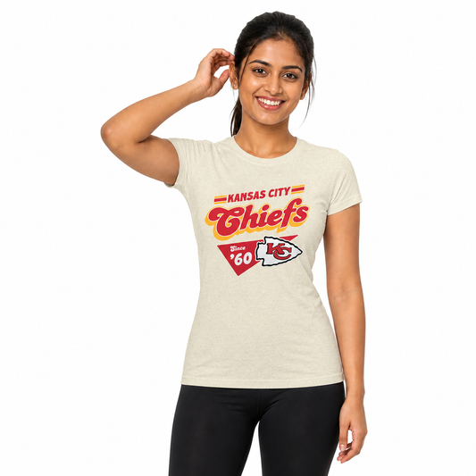 Kansas City Chiefs  NFL Womens Vintage Charm T-Shirt Short Sleeve - Birch