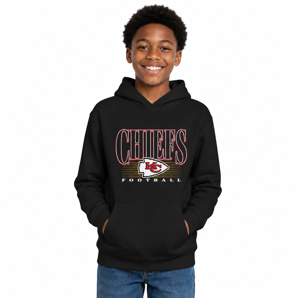 Kansas City Chiefs NFL Youth Overtime Blueprint Fleece Hoodie Sweatshirt - Black