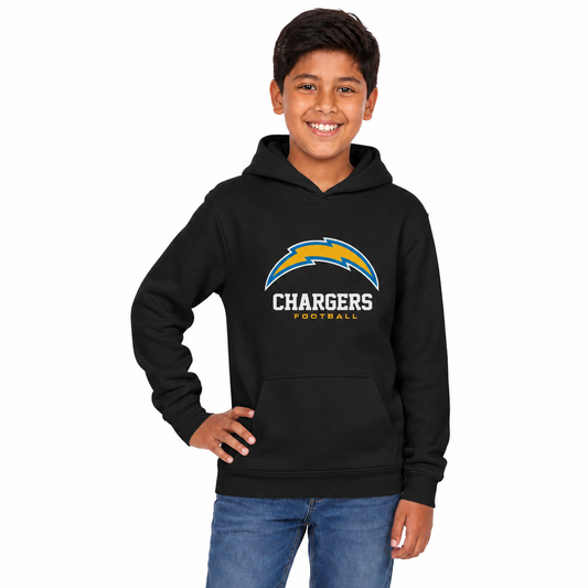 Los Angeles Chargers NFL Youth Large Logo Fleece Hoodie Boys Girls - Black
