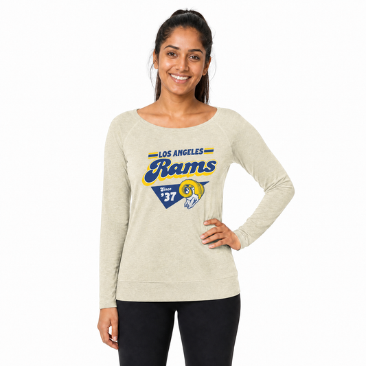 Los Angeles Rams  Womens Vintage Charm French Terry Crewneck - Birch