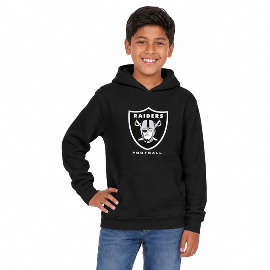 Las Vegas Raiders NFL Youth Large Logo Fleece Hoodie Boys Girls - Black