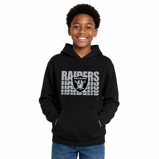 Las Vegas Raiders NFL Youth Repeating Logo Football Fleece Hooded Sweatshirt - Black
