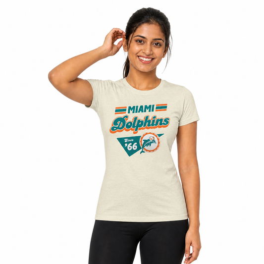 Miami Dolphins  NFL Womens Vintage Charm T-Shirt Short Sleeve - Birch
