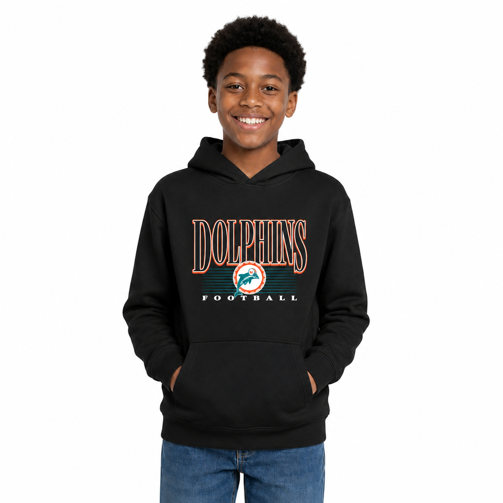 Miami Dolphins NFL Youth Overtime Blueprint Fleece Hoodie Sweatshirt - Black