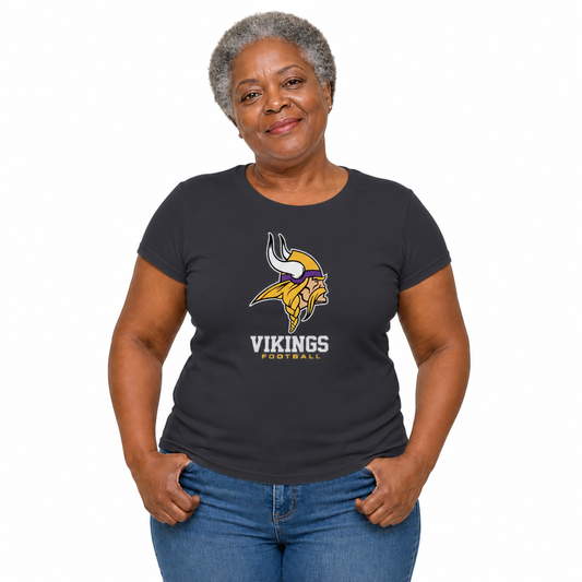 Minnesota Vikings  Women's NFL Big Logo Cotton T-Shirt - Charcoal