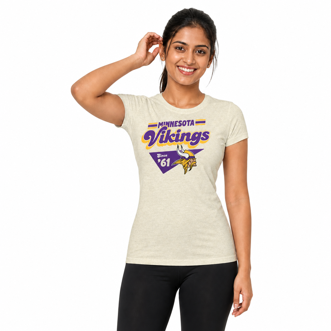 Minnesota Vikings  NFL Womens Vintage Charm T-Shirt Short Sleeve - Birch