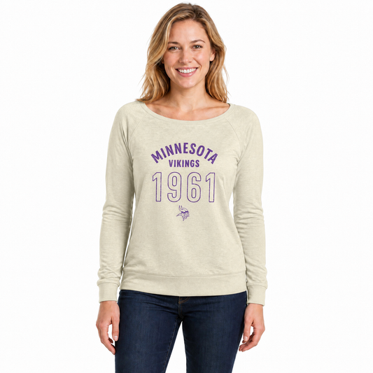 Minnesota Vikings  Women's NFL Big Date French Terry Pullover - Natural