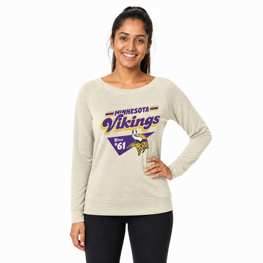 Minnesota Vikings  Womens Vintage Charm French Terry Crewneck - Birch