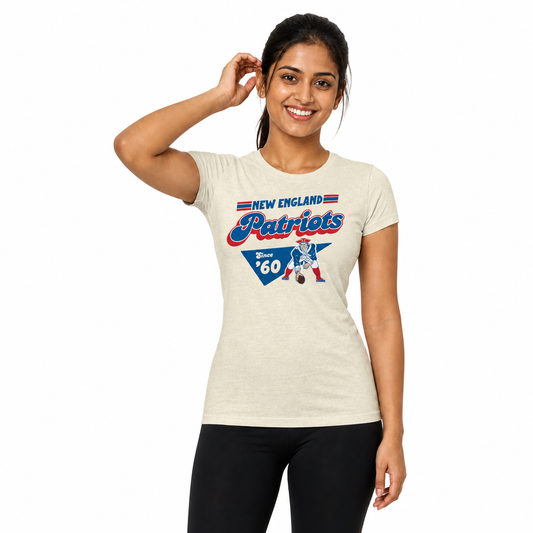 New England Patriots  NFL Womens Vintage Charm T-Shirt Short Sleeve - Birch