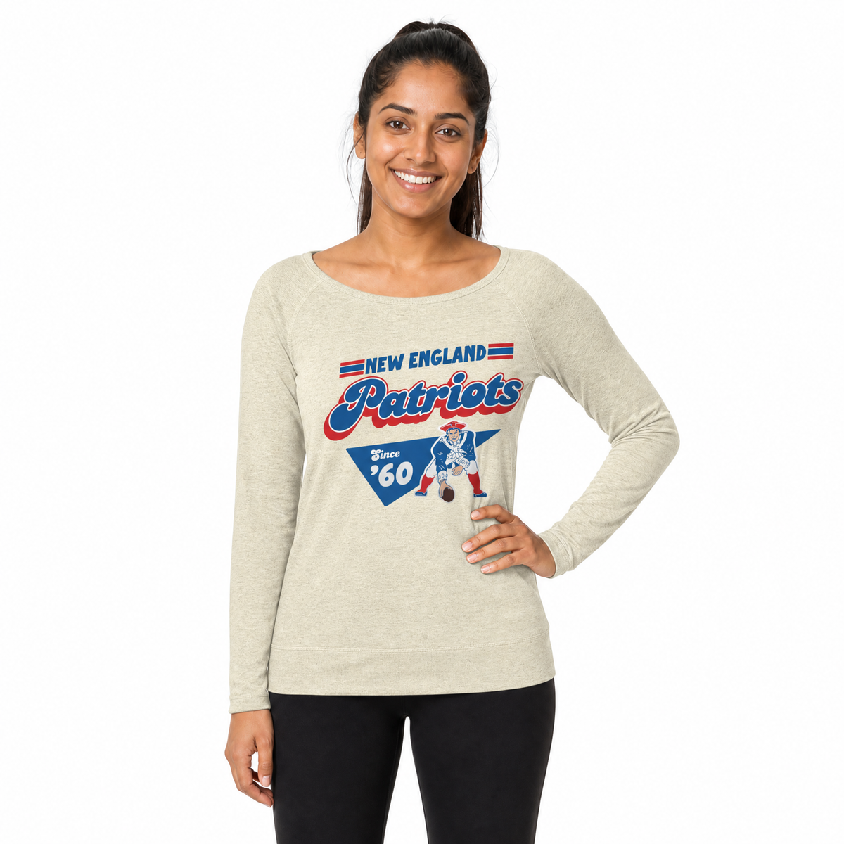 New England Patriots  Womens Vintage Charm Crewneck - Birch