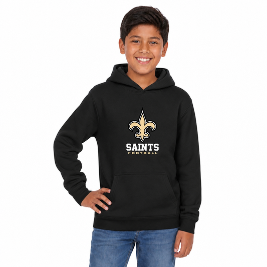 New Orleans Saints NFL Youth Large Logo Fleece Hoodie Boys Girls - Black