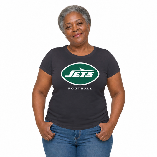 New York Jets  Women's NFL Big Logo Cotton T-Shirt - Charcoal
