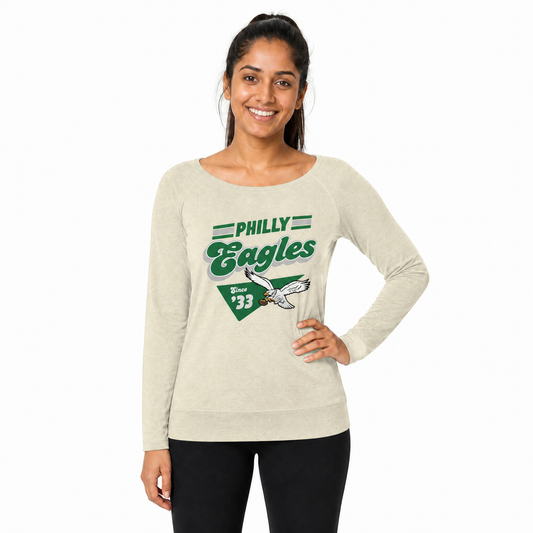 Philadelphia Eagles  Womens Vintage Charm Crewneck - Birch