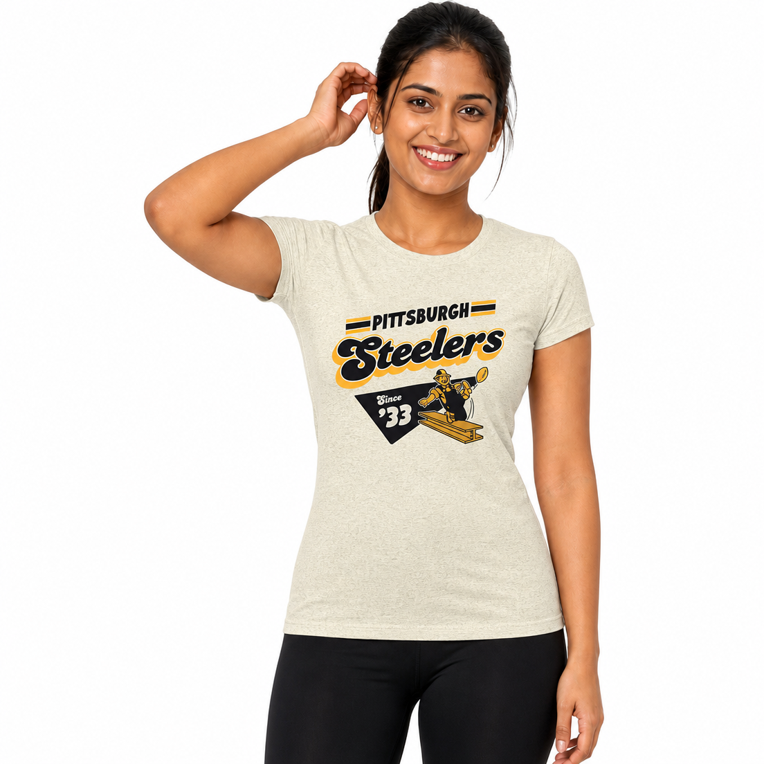 Pittsburgh Steelers  NFL Womens Vintage Charm T-Shirt Short Sleeve - Birch