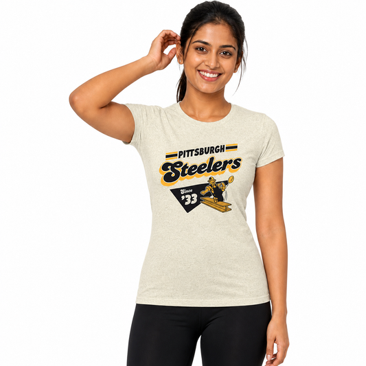 Pittsburgh Steelers  NFL Womens Vintage Charm T-Shirt Short Sleeve - Birch