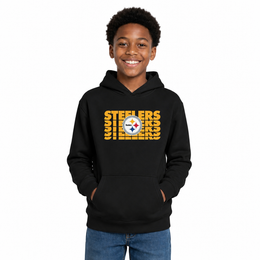 Pittsburgh Steelers NFL Youth Repeating Logo Football Fleece Hooded Sweatshirt - Black
