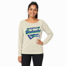 Seattle Seahawks  Womens Vintage Charm French Terry Crewneck - Birch