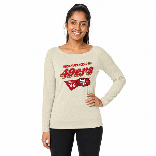 San Francisco 49ers SF 49ers Womens Vintage Charm French Terry Crewneck - Birch