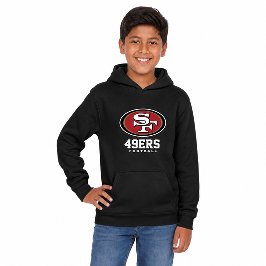 San Francisco 49ers NFL Youth Large Logo Fleece Hoodie Boys Girls - Black