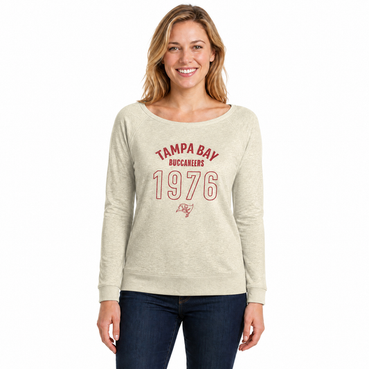 Tampa Bay Buccaneers NFL Womens Big Date French Terry Slouchy Top - Natural