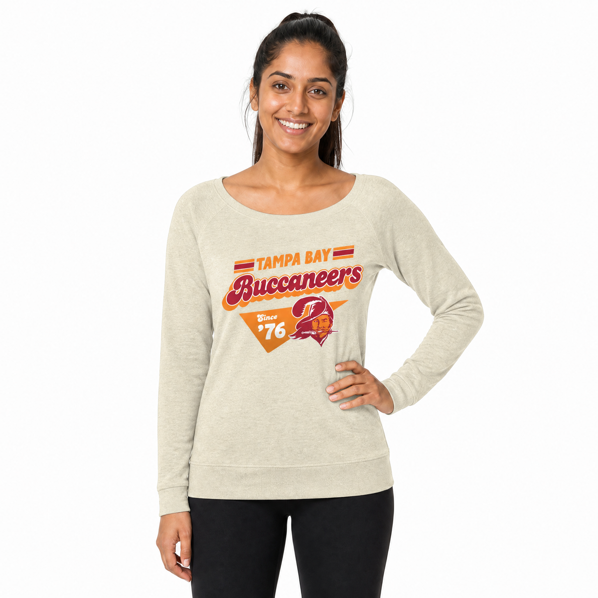 Tampa Bay Buccaneers  Womens Vintage Charm Crewneck - Birch