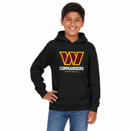 Washington Commanders NFL Youth Large Logo Fleece Hoodie Boys Girls - Black