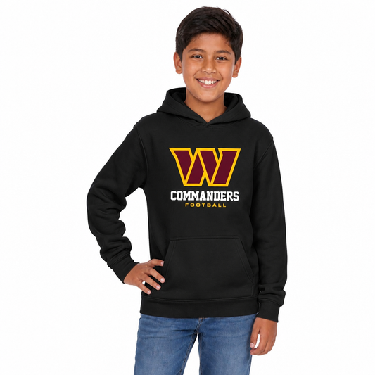 Washington Commanders NFL Youth Large Logo Fleece Hoodie Boys Girls - Black
