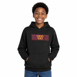 Washington Commanders NFL Youth Repeating Logo Football Fleece Hooded Sweatshirt - Black
