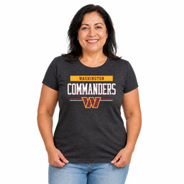 Washington Commanders  Women's NFL Team Block Charcoal T-Shirt Tee Crew Neck - Charcoal