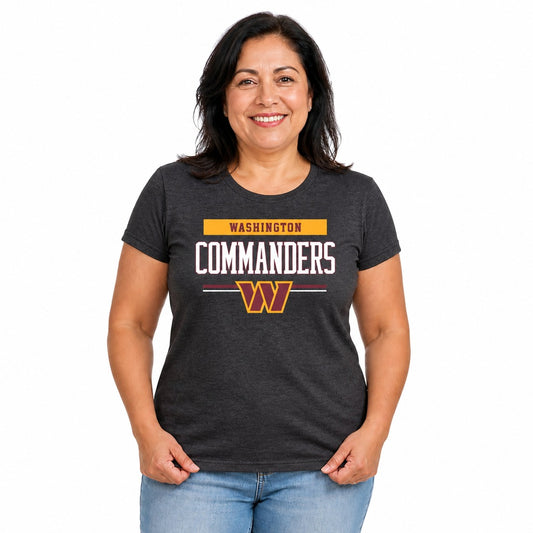 Washington Commanders  Women's NFL Team Block Charcoal T-Shirt Tee Crew Neck - Charcoal