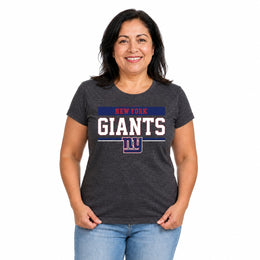 New York Giants  Women's NFL Team Block Charcoal T-Shirt Tee Short Sleeve - Charcoal