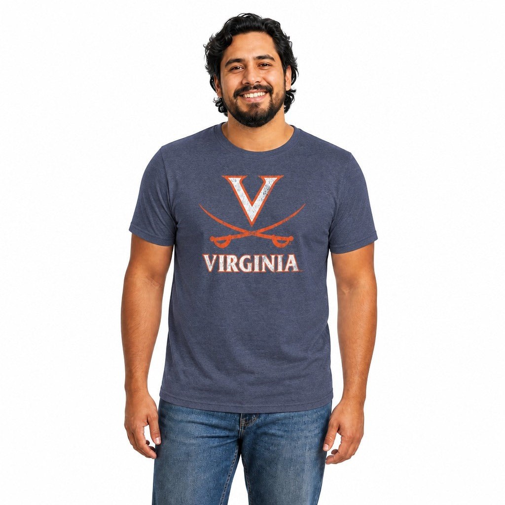 Virginia Cavaliers  Heathered Logo T-Shirt Men Women NCAA Licensed - Navy