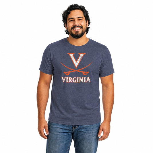 Virginia Cavaliers  Heathered Logo T-Shirt Men Women NCAA Licensed - Navy