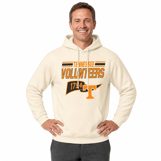 Tennessee Volunteers  NCAA Varsity Club Pennant Hoodie Fleece Men Women - Off White