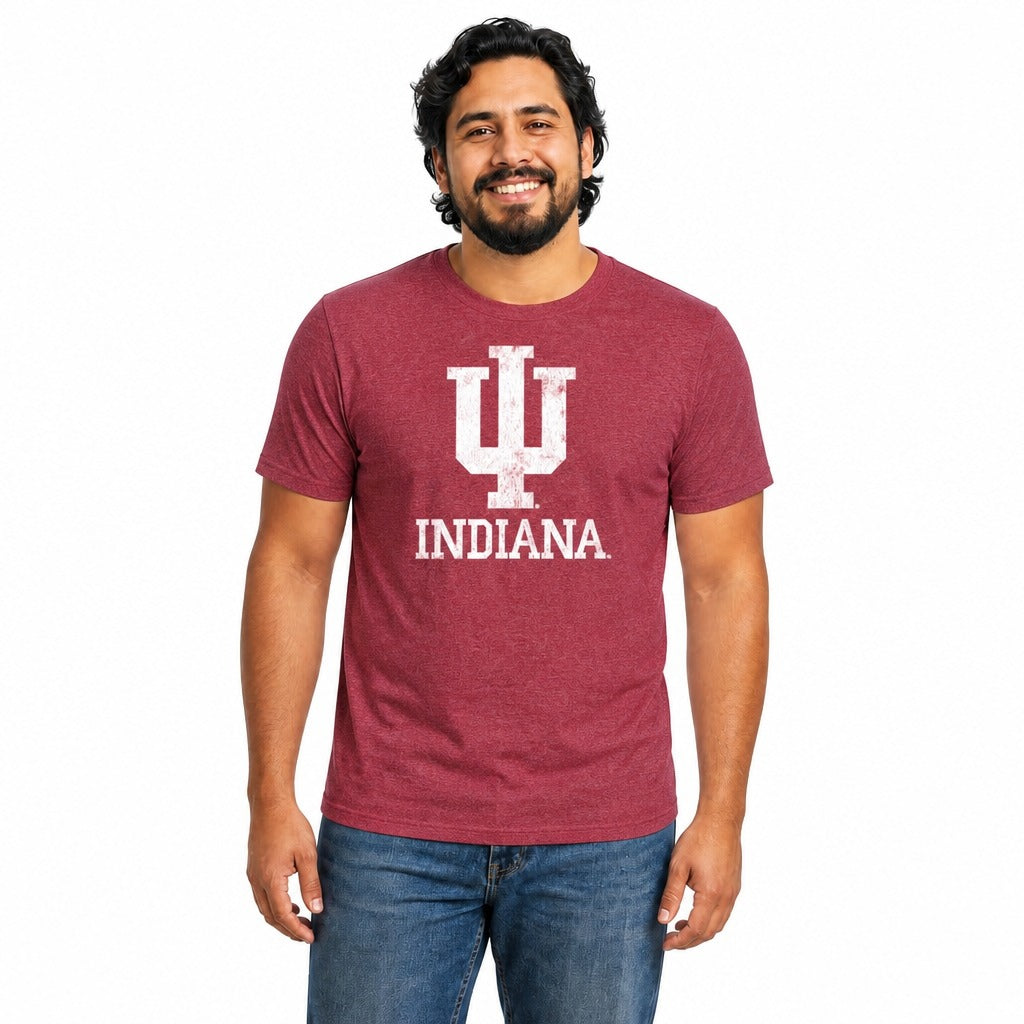 Indiana Hoosiers  Heathered Logo NCAA T-Shirt Officially Licensed Unisex - Crimson