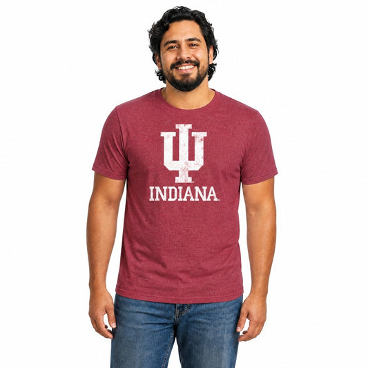 Indiana Hoosiers  Heathered Logo NCAA T-Shirt Officially Licensed Unisex - Crimson