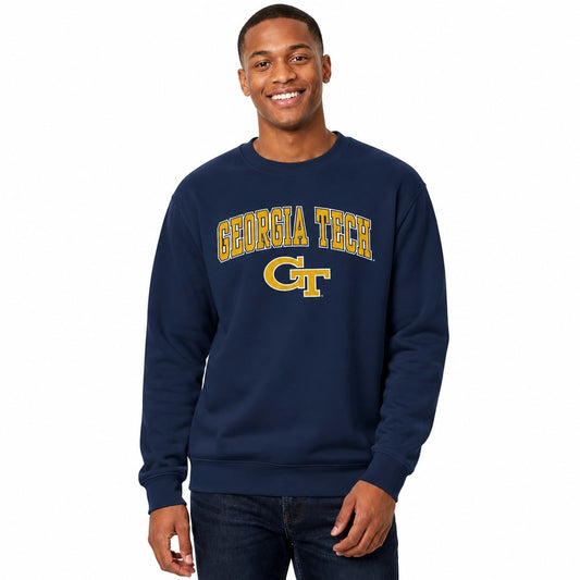 Georgia Tech Yellowjackets Crewneck Pullover Sweatshirt Unisex Adult - Navy