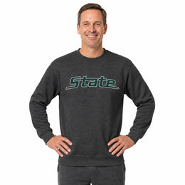 Michigan State Spartans  NCAA Crewneck Sweatshirt Men Women Fleece Charcoal - Charcoal