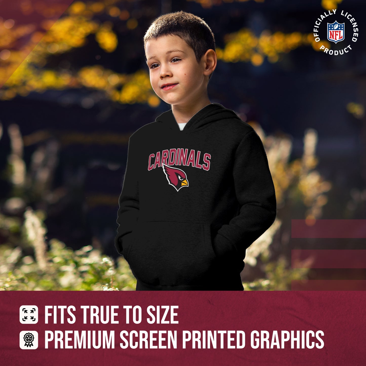 Arizona Cardinals NFL Youth Home Team Hoodie- Kids Hooded Sweatshirt - Black