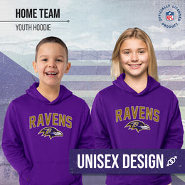 Baltimore Ravens NFL Youth Home Team Hoodie- Kids Hooded Sweatshirt - Purple