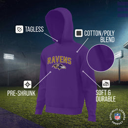 Baltimore Ravens NFL Youth Home Team Hoodie- Kids Hooded Sweatshirt - Purple