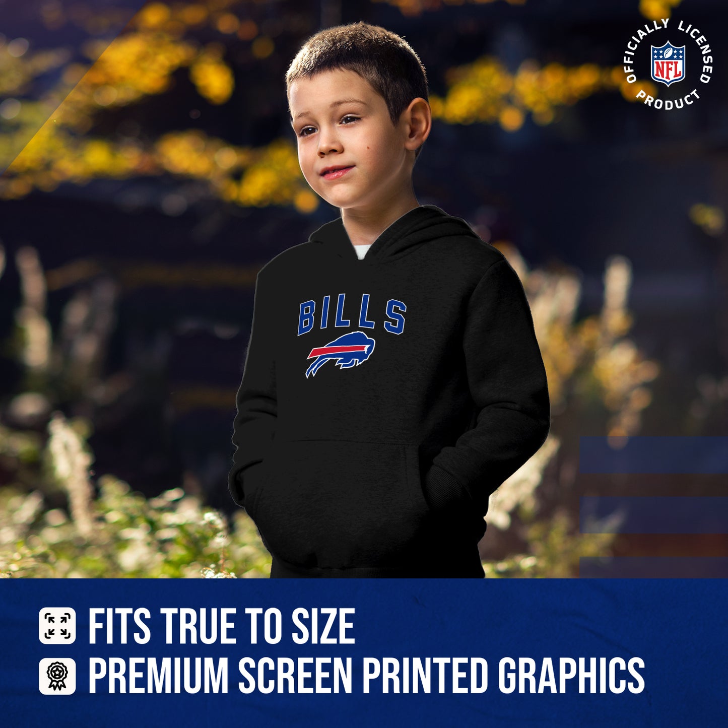 Buffalo Bills NFL Youth Home Team Hoodie- Kids Hooded Sweatshirt - Black