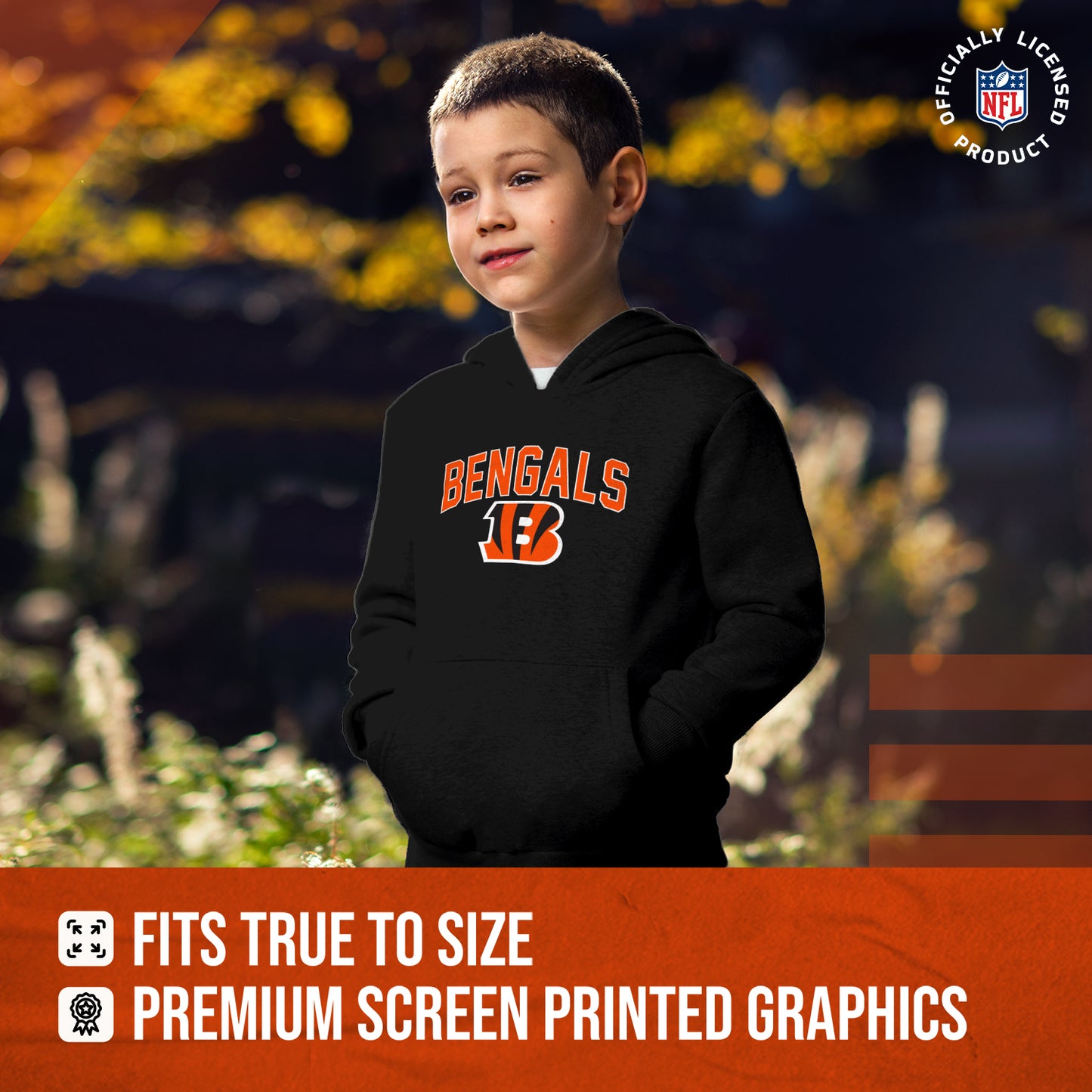 Cincinnati Bengals NFL Youth Home Team Hoodie- Kids Hooded Sweatshirt - Black