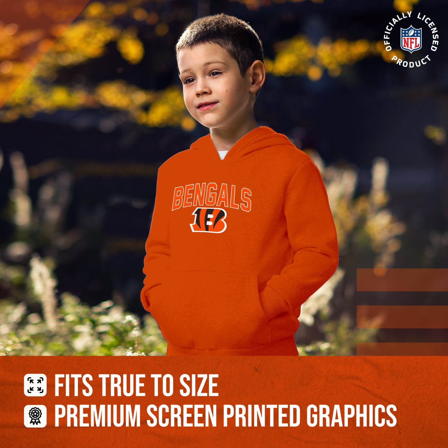 Cincinnati Bengals NFL Youth Home Team Hoodie- Kids Hooded Sweatshirt - Orange