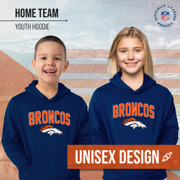 Denver Broncos NFL Youth Home Team Hoodie- Kids Hooded Sweatshirt - Navy