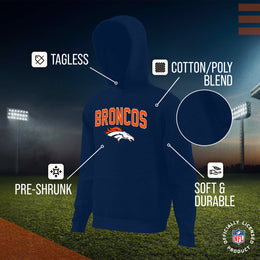 Denver Broncos NFL Youth Home Team Hoodie- Kids Hooded Sweatshirt - Navy