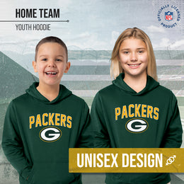 Green Bay Packers NFL Youth Home Team Hoodie- Kids Hooded Sweatshirt - Green