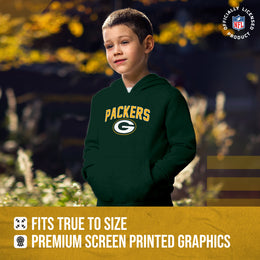 Green Bay Packers NFL Youth Home Team Hoodie- Kids Hooded Sweatshirt - Green