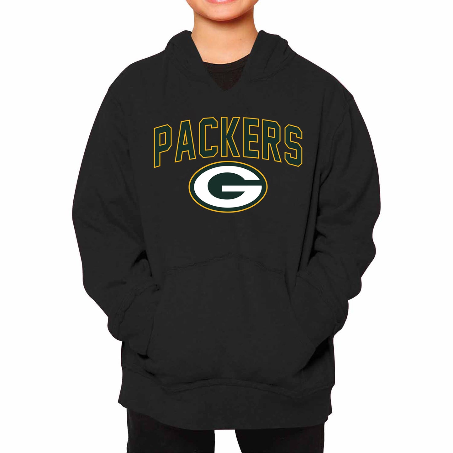 Green Bay Packers NFL Youth Home Team Hoodie- Kids Hooded Sweatshirt - Black